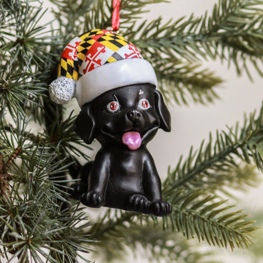 Black Lab with Maryland Santa Hat / 3-D Ornament - Route One Apparel
