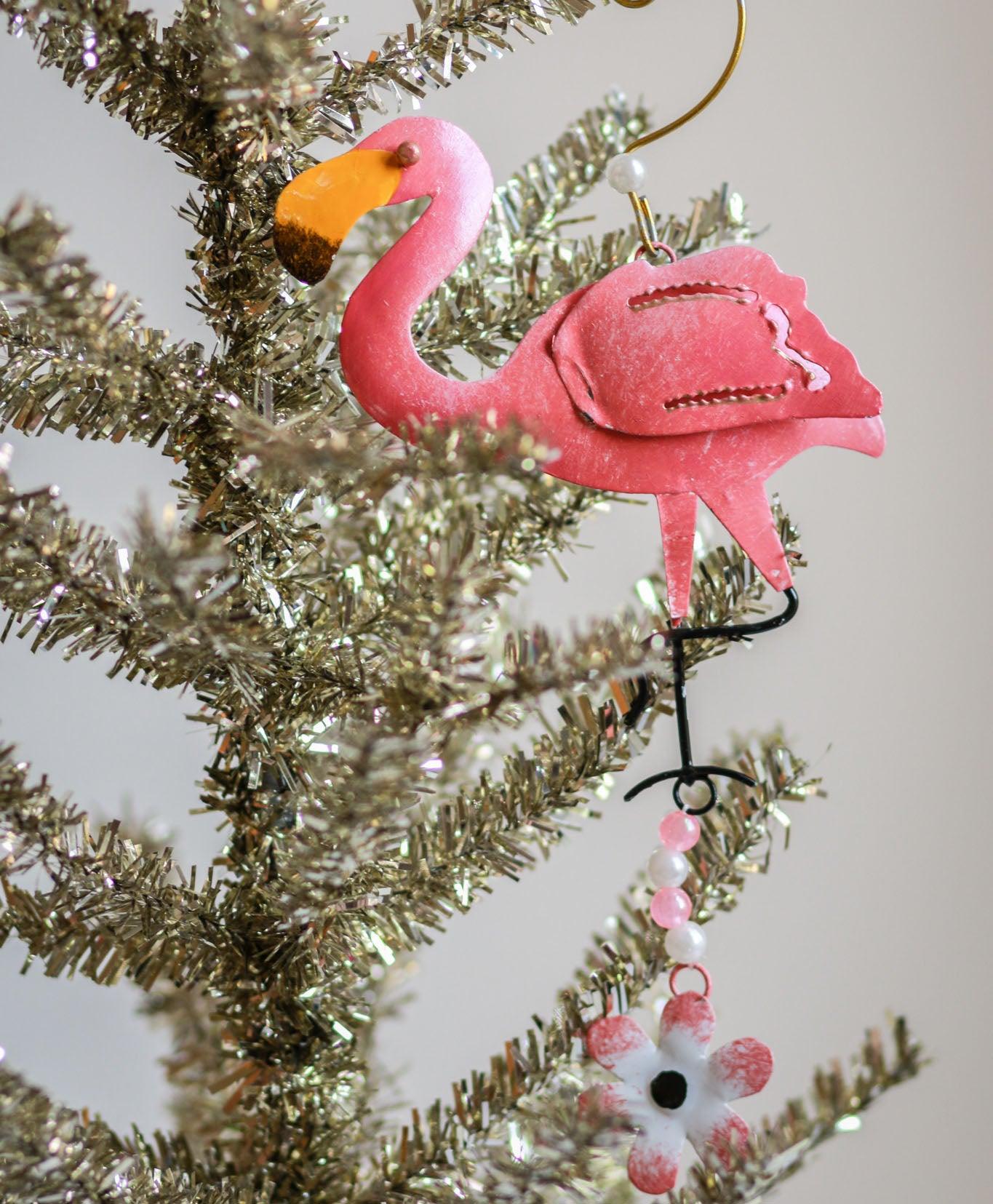 At the Caravan Flamingo / Metal Ornament