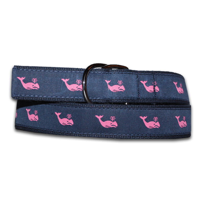 Pink Whale on Navy / Belt - Route One Apparel