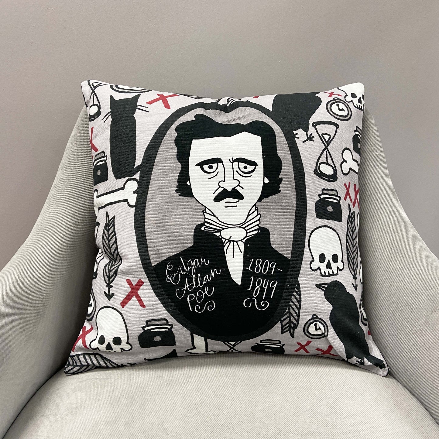 Edgar Allen Poe / Throw Pillow - Route One Apparel
