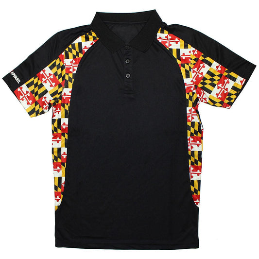 Maryland Flag Side Pattern (Black) / Polo - Route One Apparel