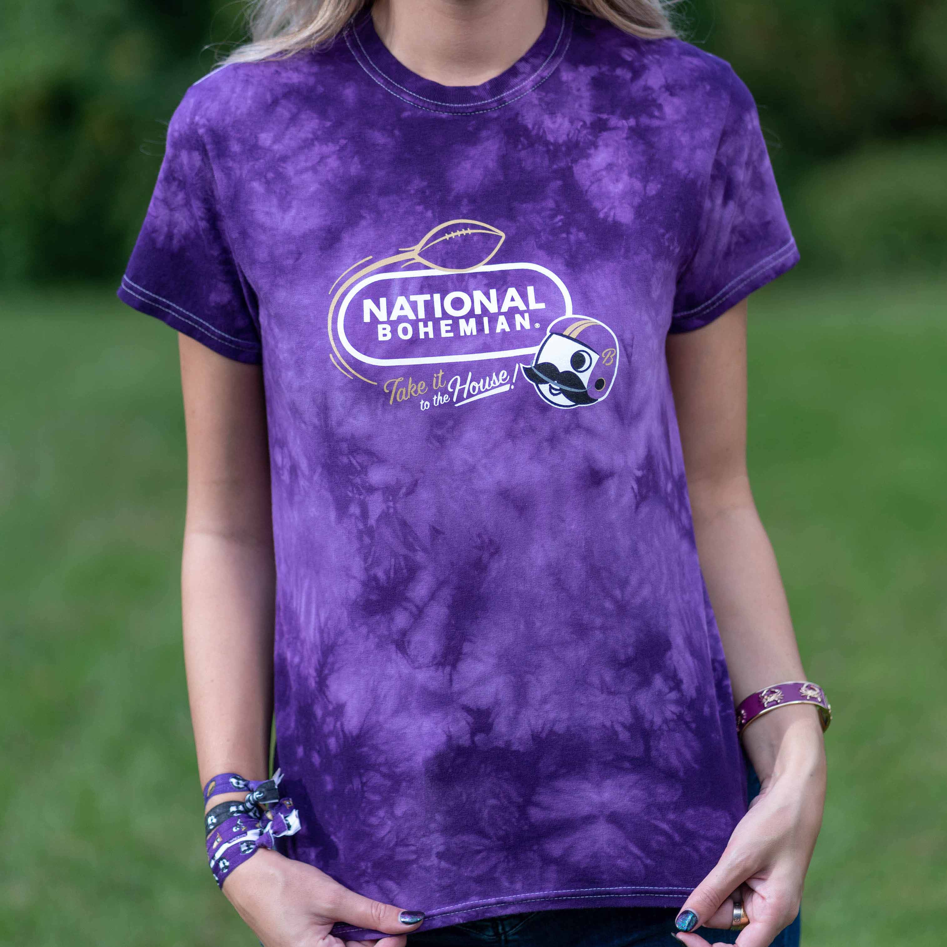 Take It To The House - National Bohemian Football (Purple Tie Dye) / Shirt - Route One Apparel