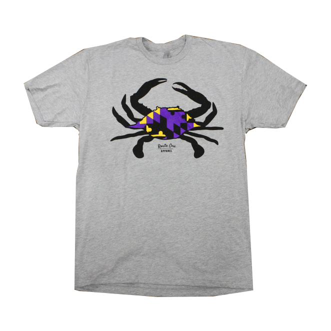 Purple & Gold Maryland Crab (Heather Grey) / Shirt - Route One Apparel