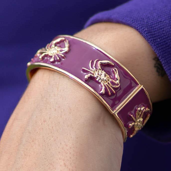 Crab Bracelet (Purple/Gold) / Enamel Bangle Bracelet - Route One Apparel