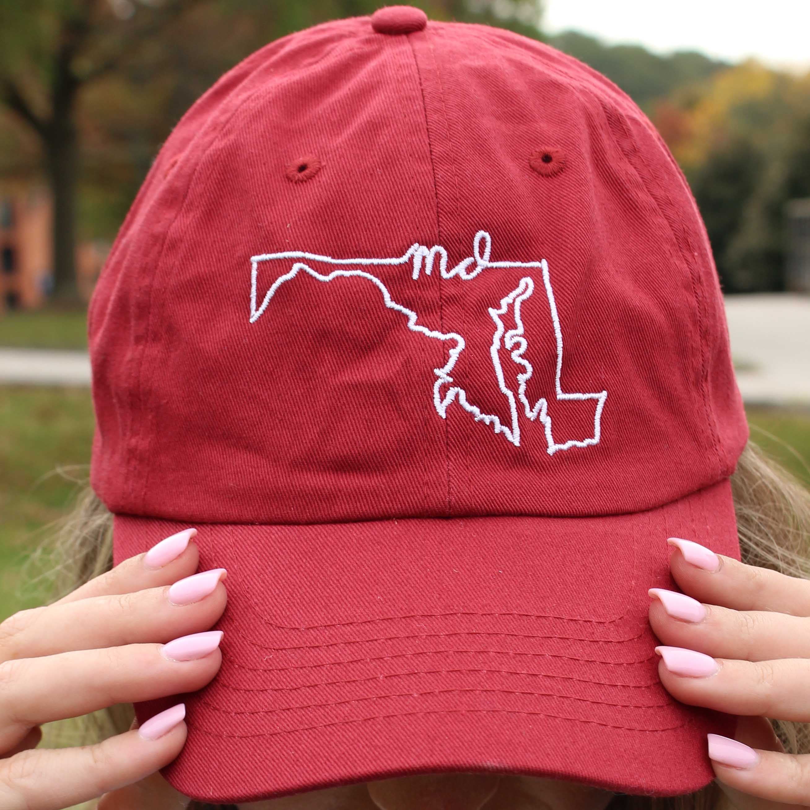 Maryland State Outline (Cardinal) / Baseball Hat - Route One Apparel