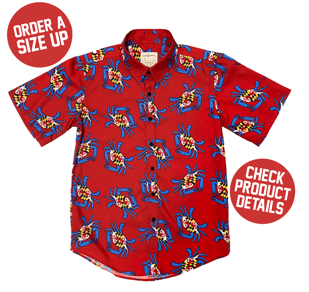 Maryland Crab Pattern (Red) / Hawaiian Shirt - Route One Apparel