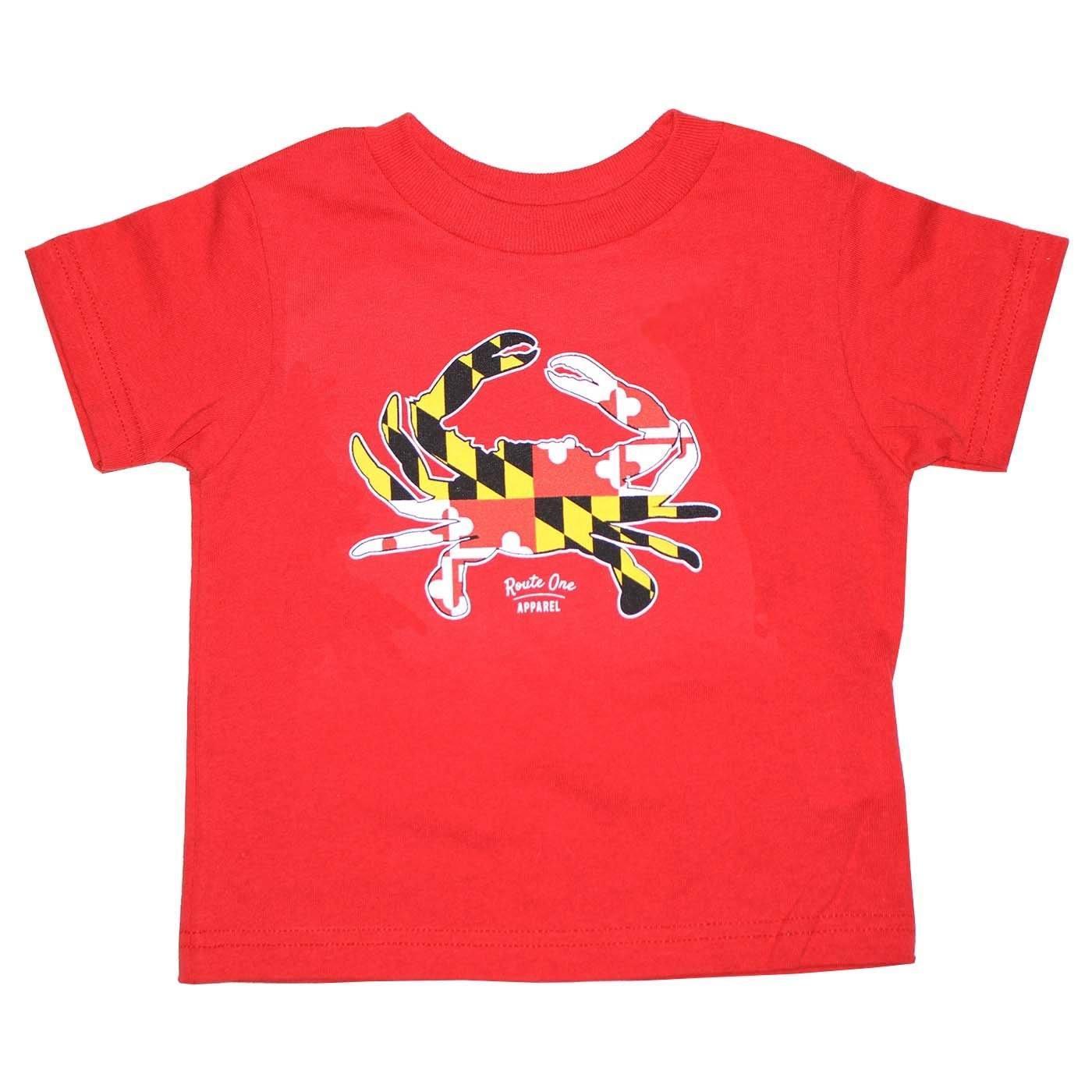 Maryland Full Flag Crab (Red) / *Toddler* Shirt - Route One Apparel