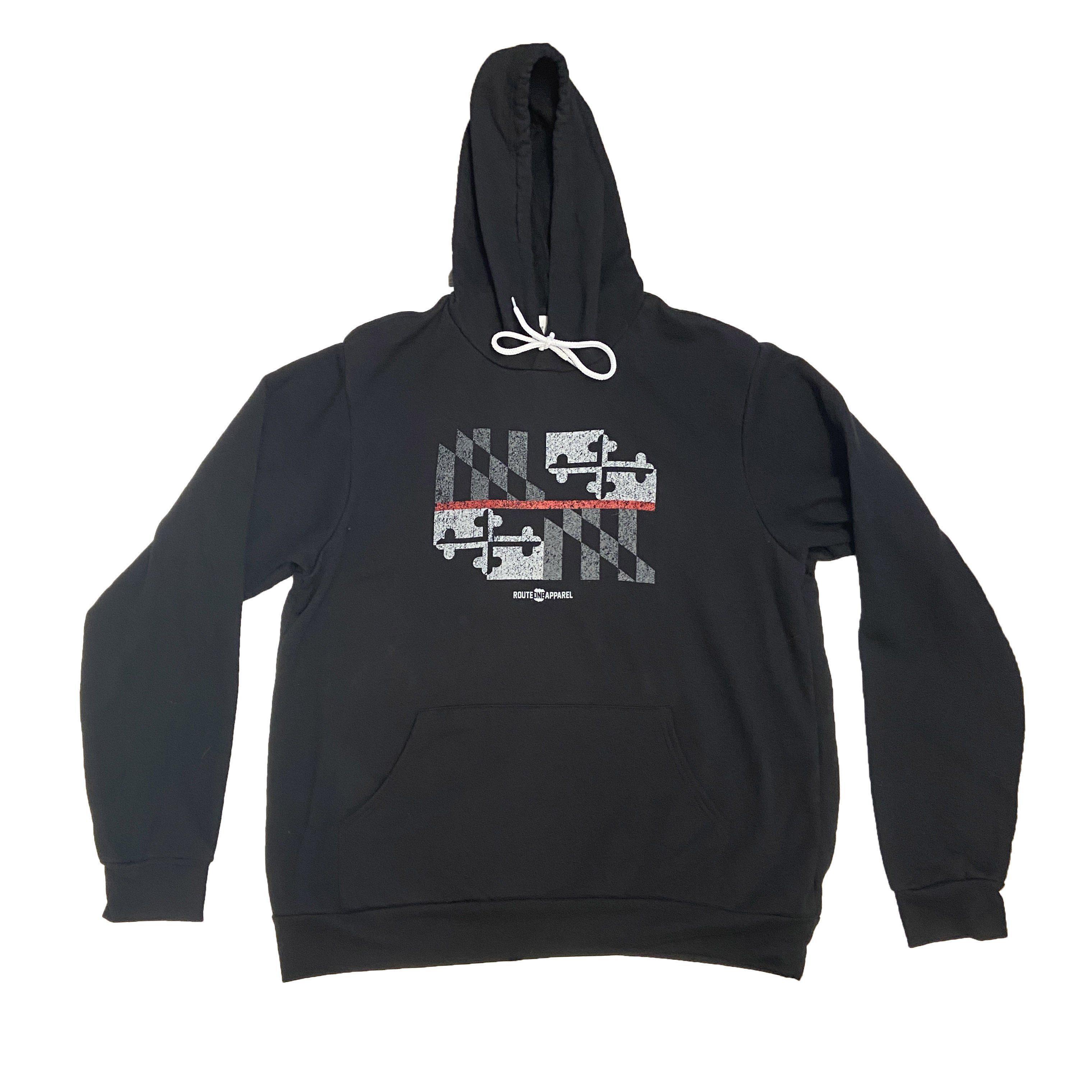 Maryland Flag Red Line (Black) / Hoodie - Route One Apparel