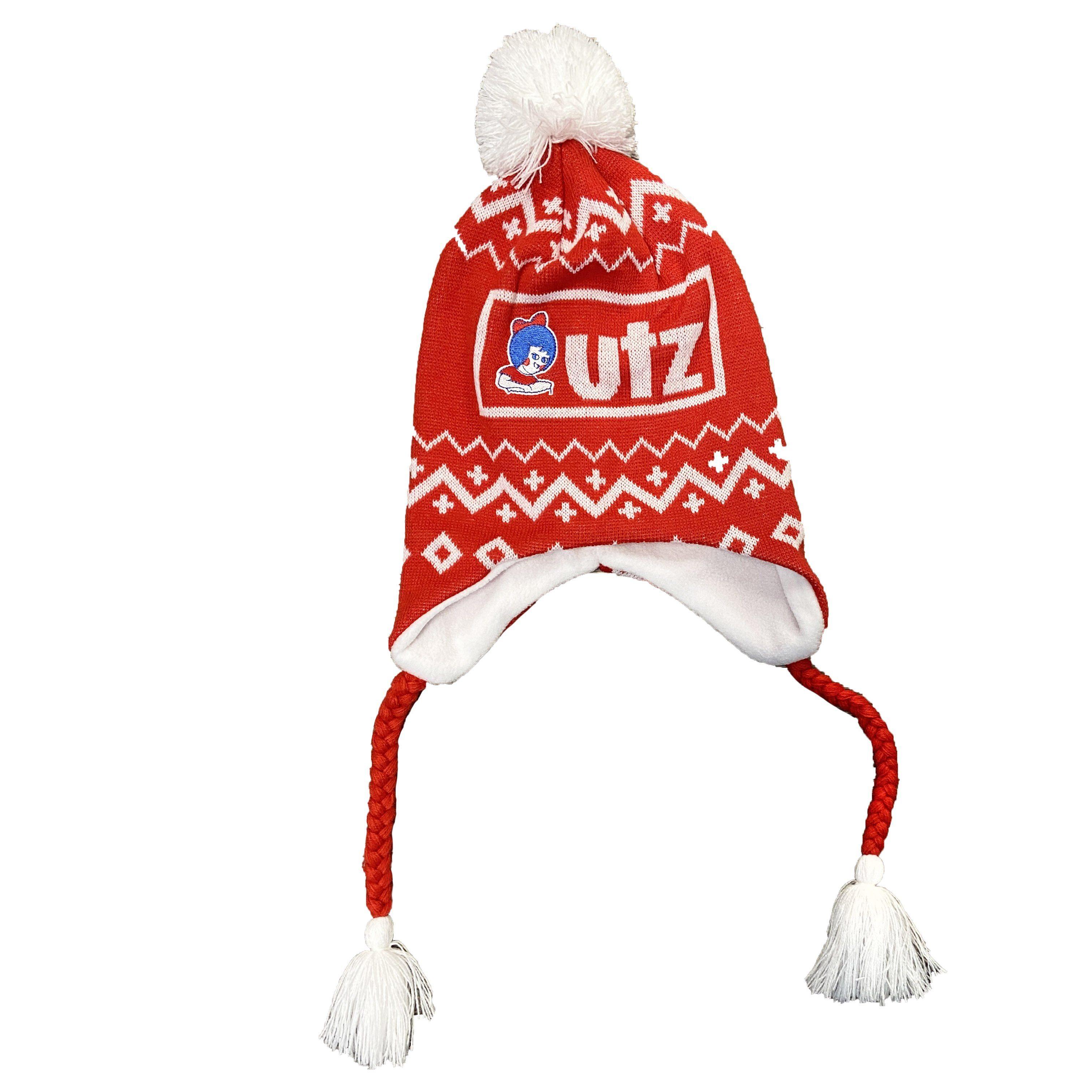 Utz & Chevron (Red w/ White Pom) / Ski Hat - Route One Apparel