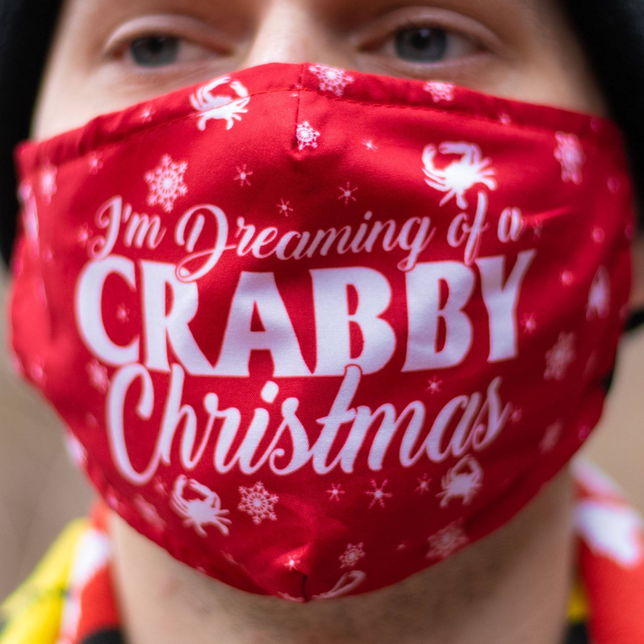 Dreaming of a Crabby Christmas (Red) / Face Mask - Route One Apparel