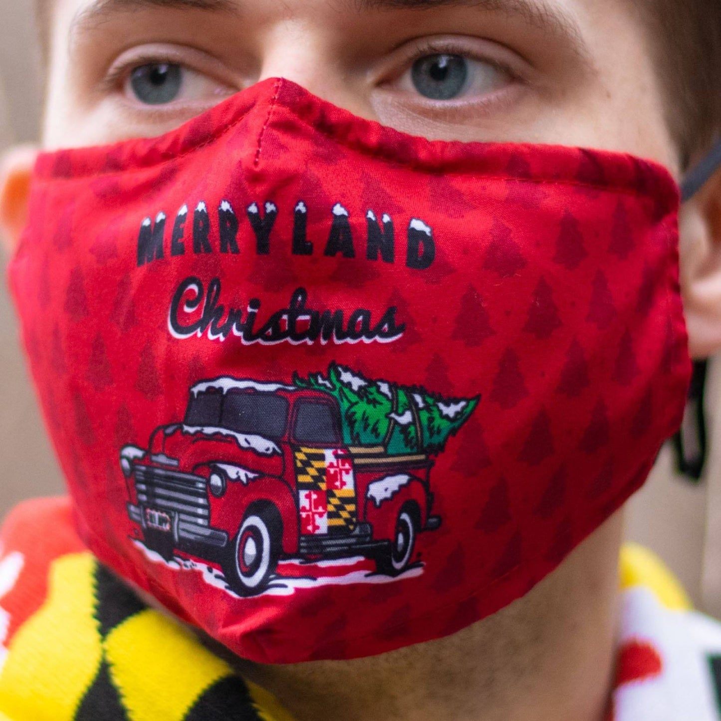 Merryland Christmas Tree Farm (Red) / Face Mask - Route One Apparel