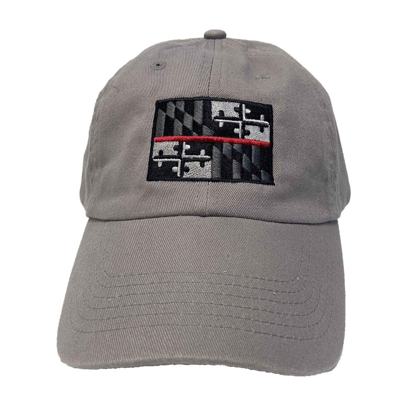 Maryland Flag Red Line (Silver) / Baseball Hat - Route One Apparel