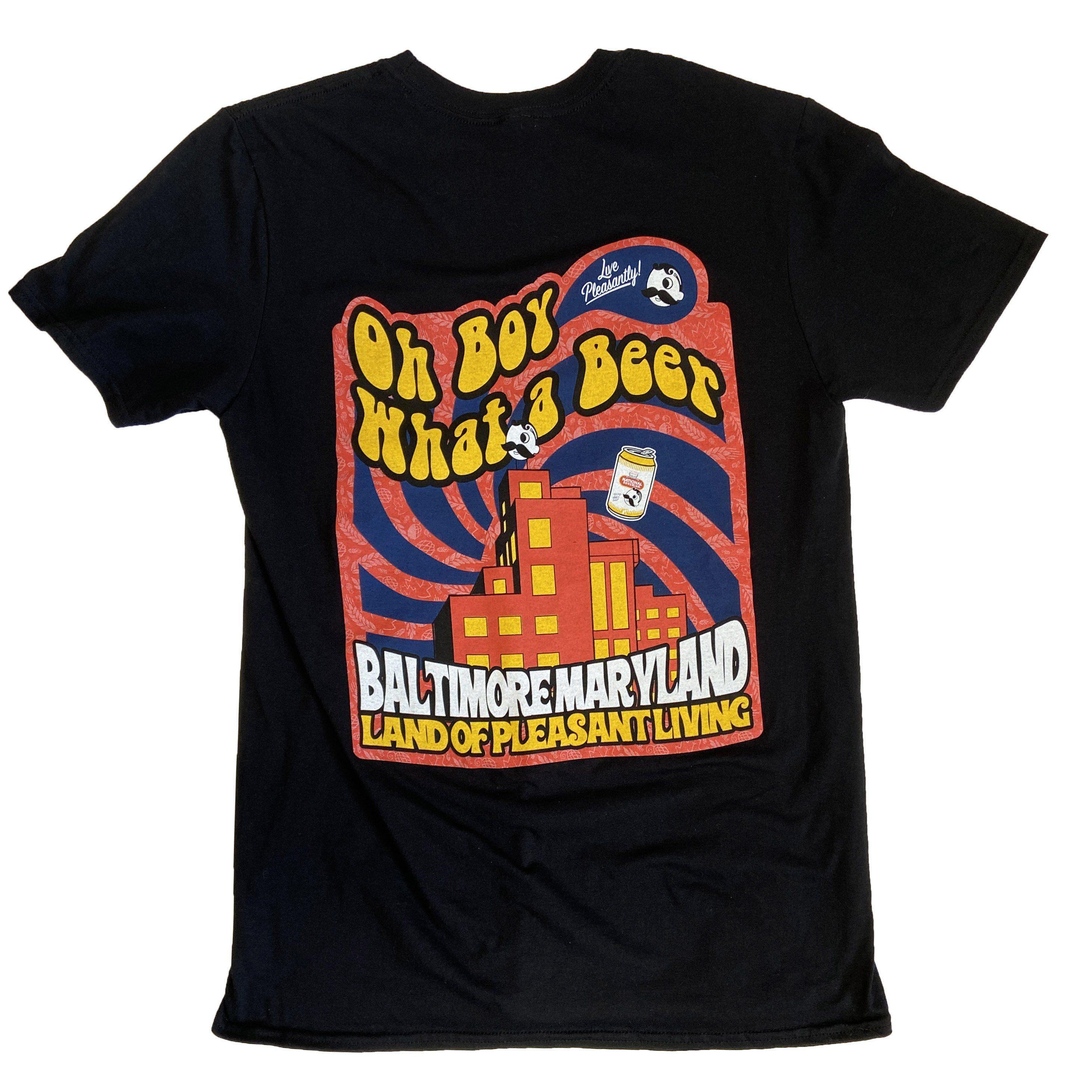 Oh Boy What a Beer - Land of Pleasant Living 70's Retro (Black) / Shirt - Route One Apparel