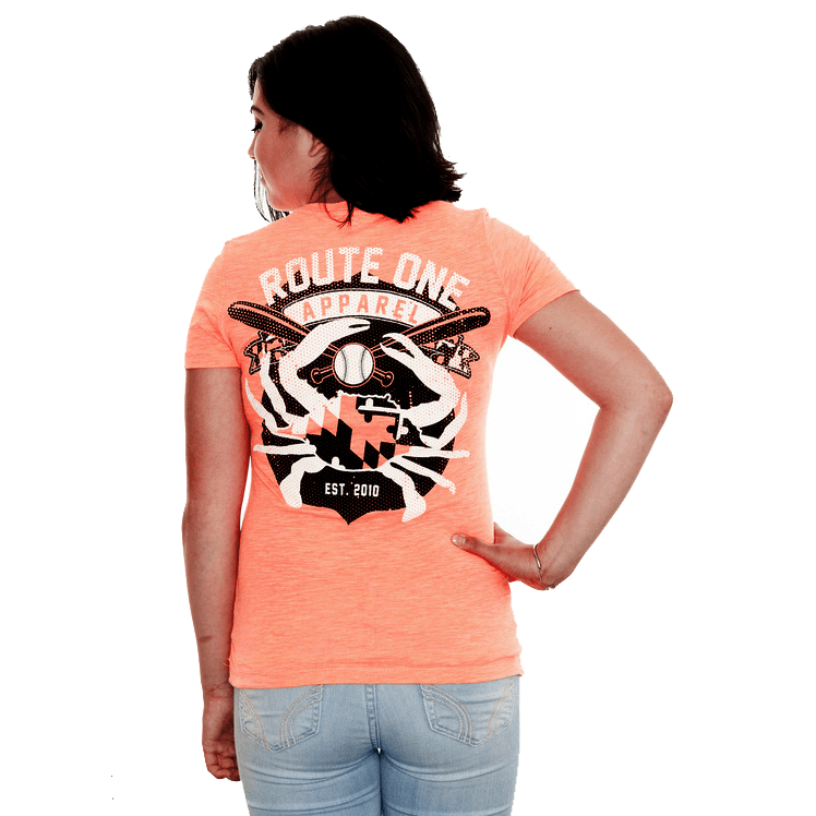 Route One Apparel Baltimore Baseball Flag & Crab (Orange) / Ladies Shirt - Route One Apparel