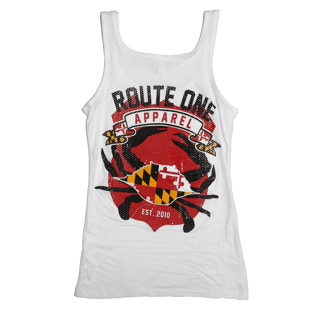 Route One Apparel Classic Flag & Crab (White) / Ladies Tank - Route One Apparel