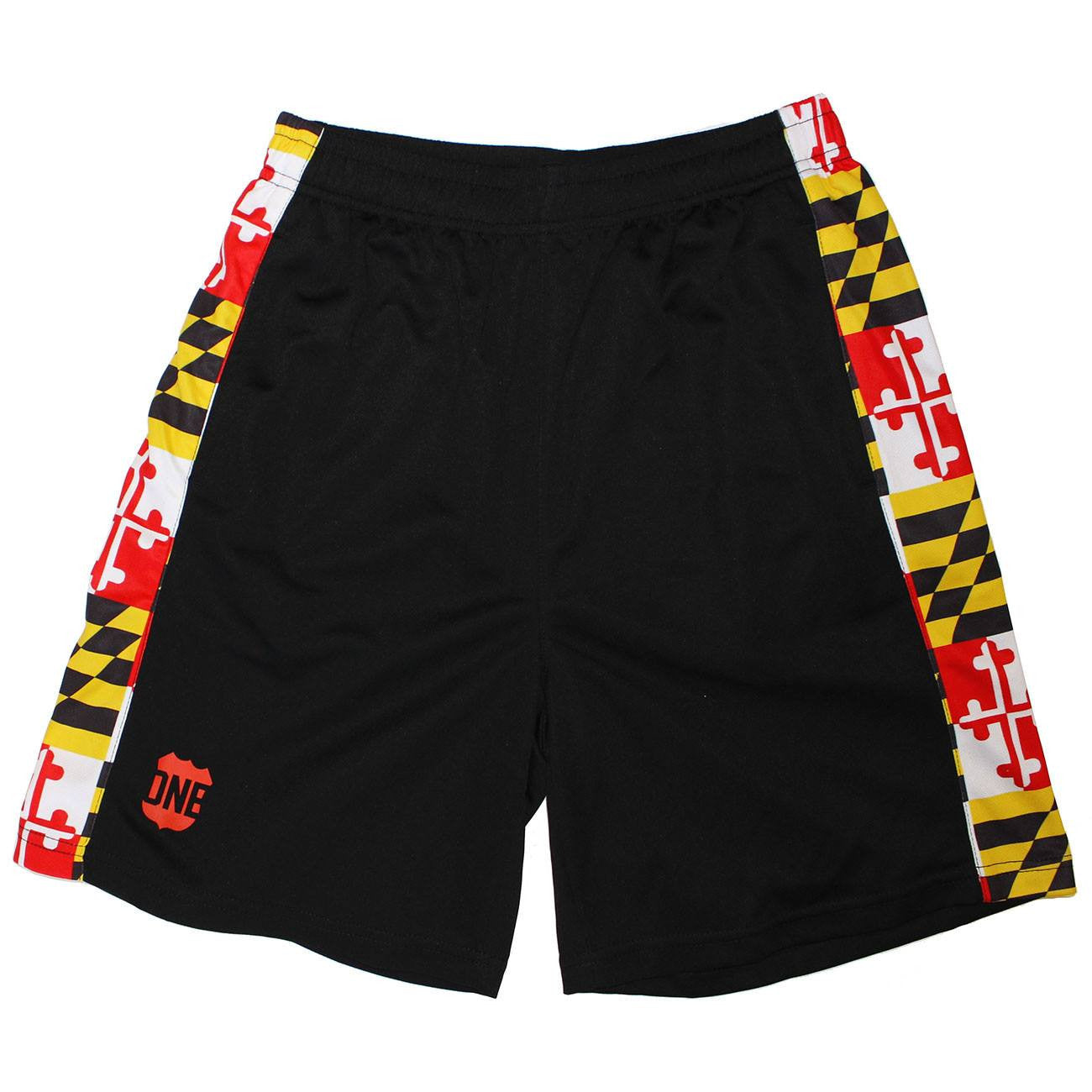 Maryland Flag (Black) / Running Shorts (Men) - Route One Apparel