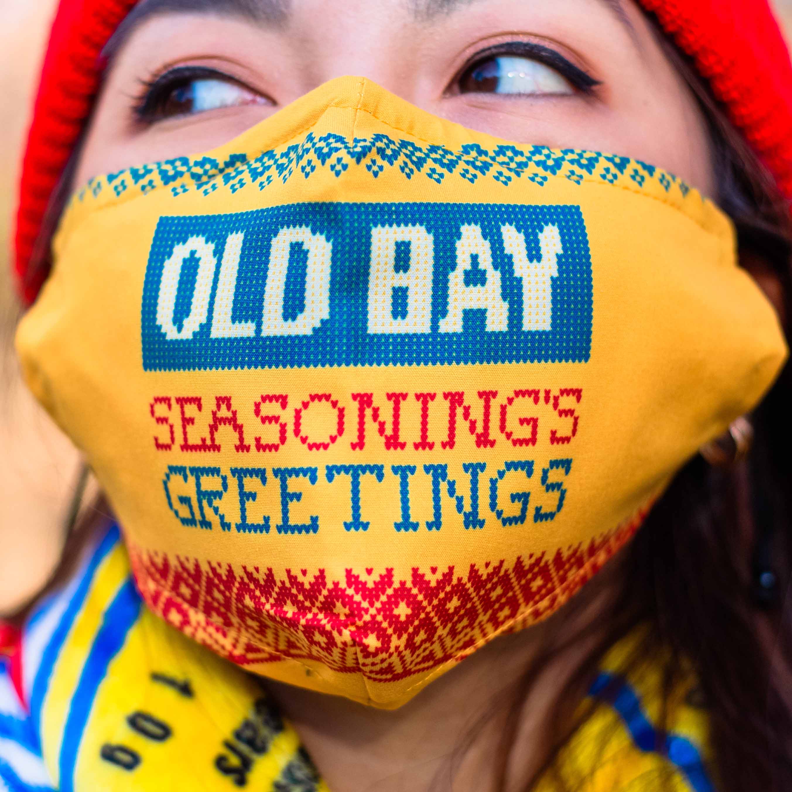 Seasoning's Greetings (Gold) / Face Mask - Route One Apparel