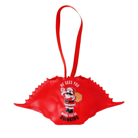 He Sees You When You're Drinking (Red) / Crab Shell Ornament - Route One Apparel