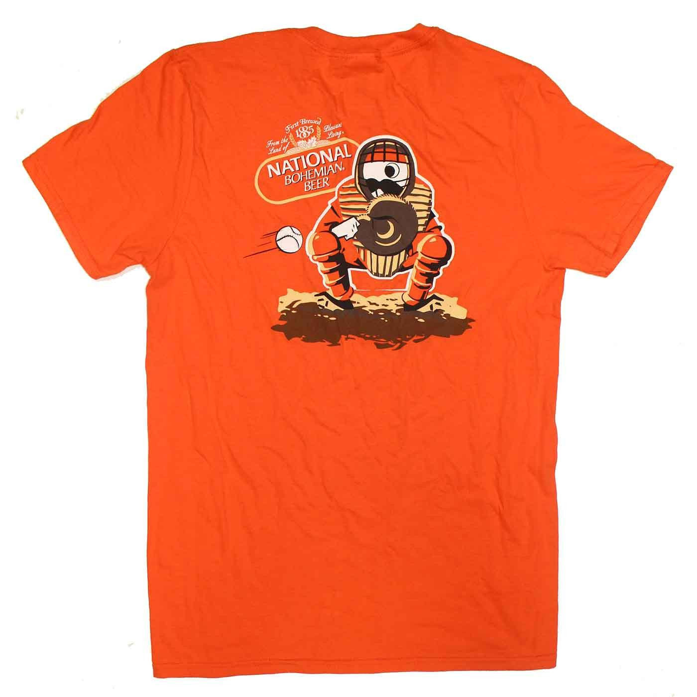 Natty Boh Baseball Catcher (Orange) / Shirt - Route One Apparel