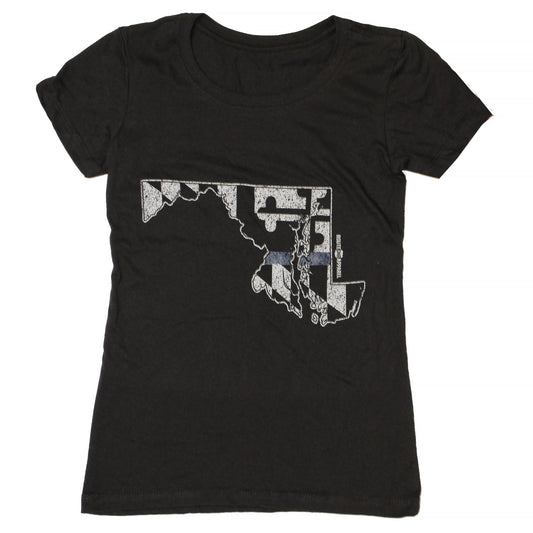 Blue Line State of Maryland (Black) / Ladies Shirt - Route One Apparel