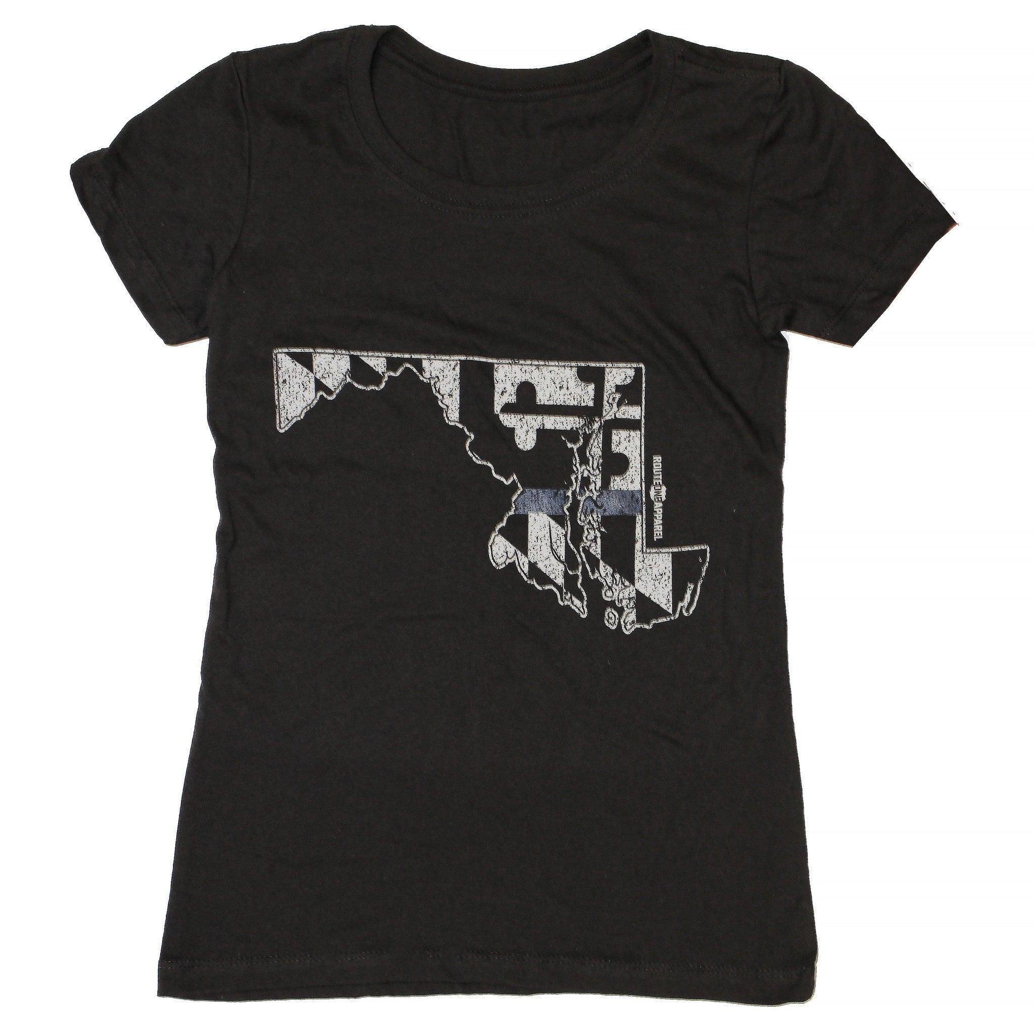 Blue Line State of Maryland (Black) / Ladies Shirt - Route One Apparel