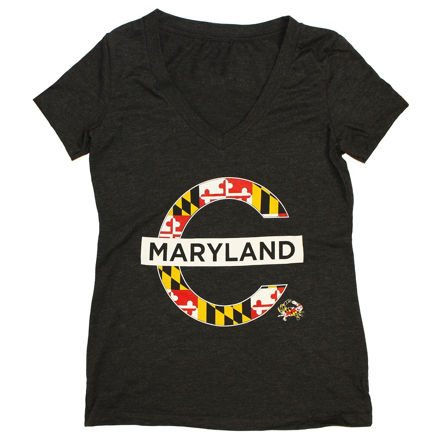 Mind The Gap Maryland (Vintage Black) / Ladies V-Neck Shirt - Route One Apparel