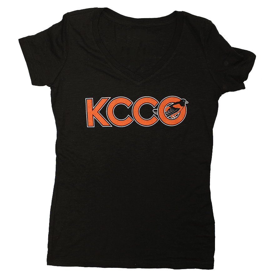 KCCO Baltimore Baseball Bird (Black) / Ladies V-Neck Shirt - Route One Apparel