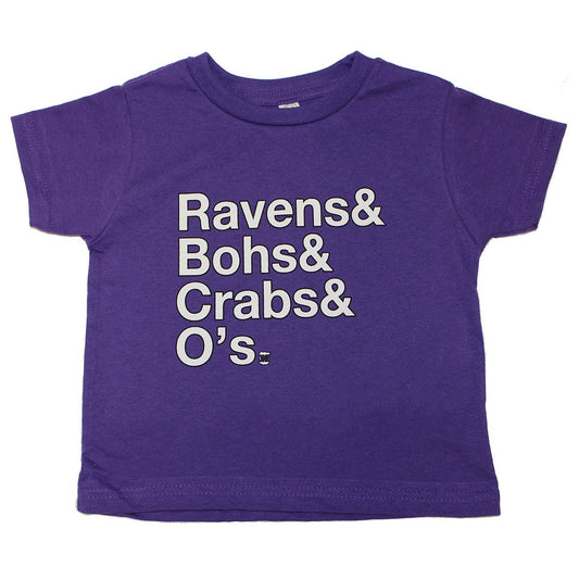 Ravens & Bohs & Crabs & O's (Purple) / *Toddler* Shirt - Route One Apparel
