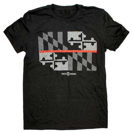 Maryland Flag Red Line (Black) / Shirt - Route One Apparel