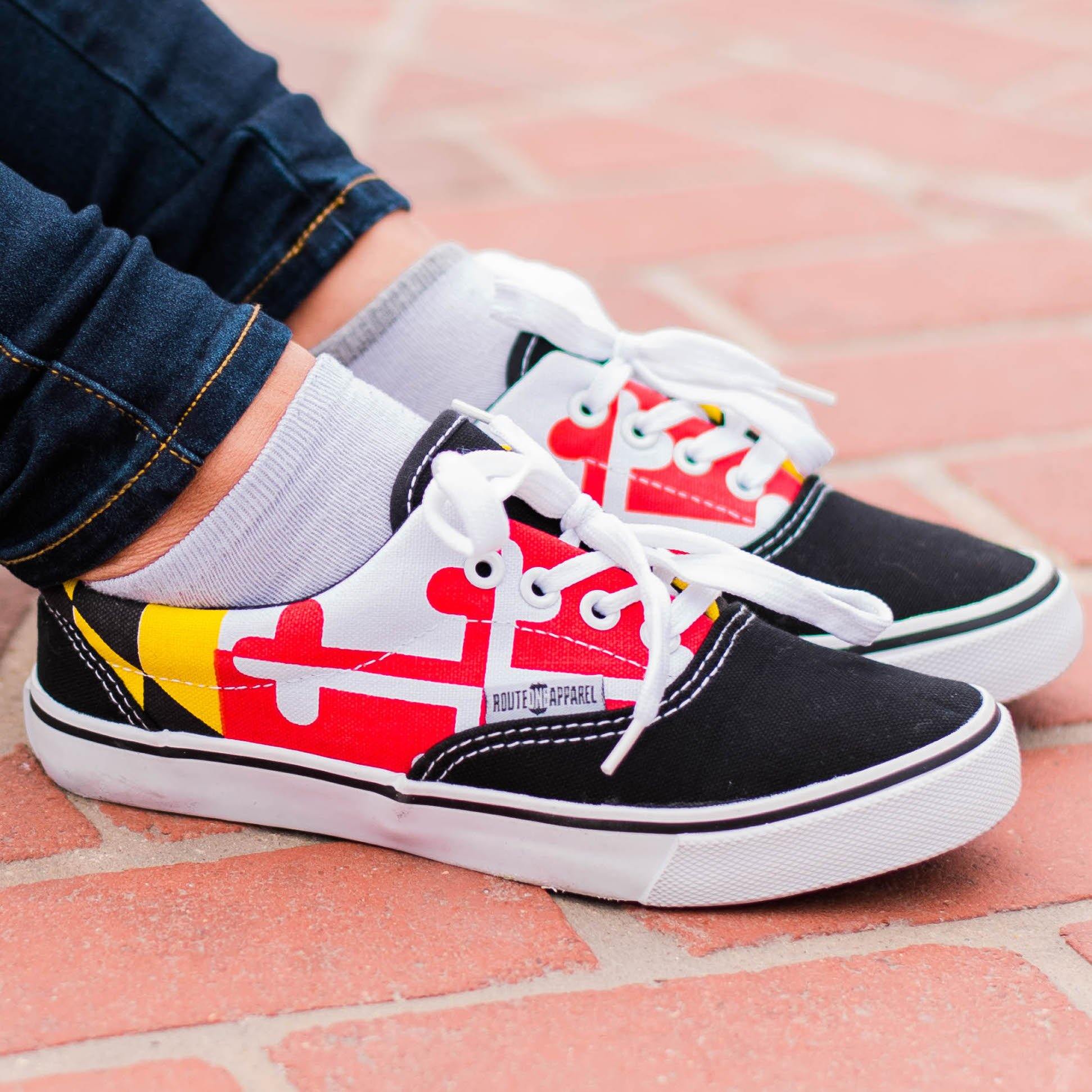 Maryland Flag (Black) / Shoes - Route One Apparel