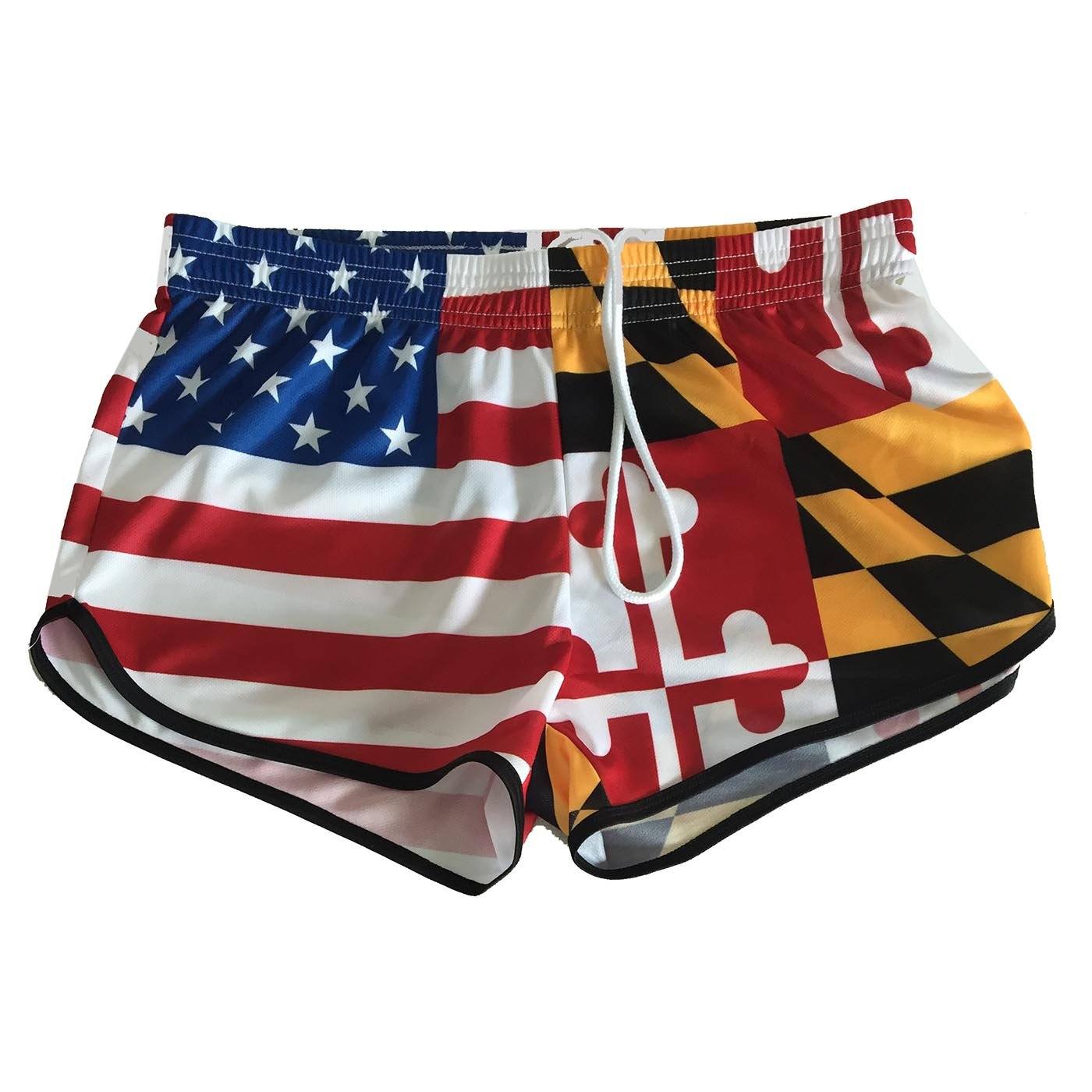 Maryland & American Flag / Athletic Shorts (Women) - Route One Apparel
