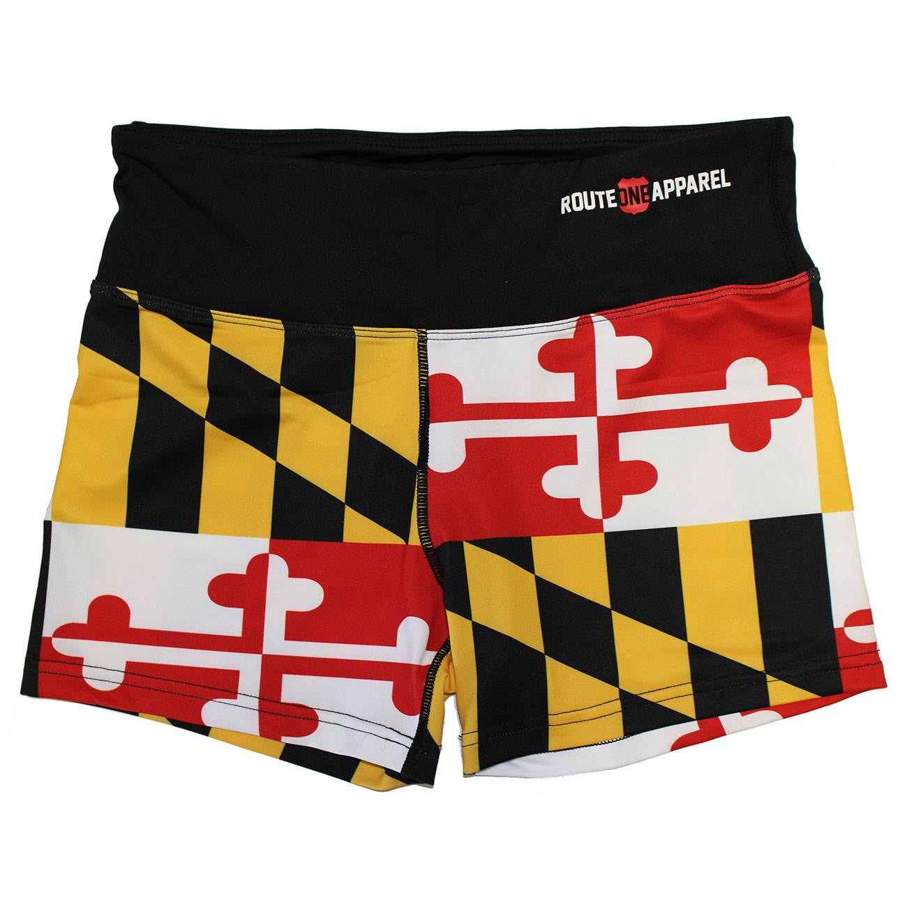 Maryland Full Flag with Black Waist Band / Stretch Shorts - Route One Apparel