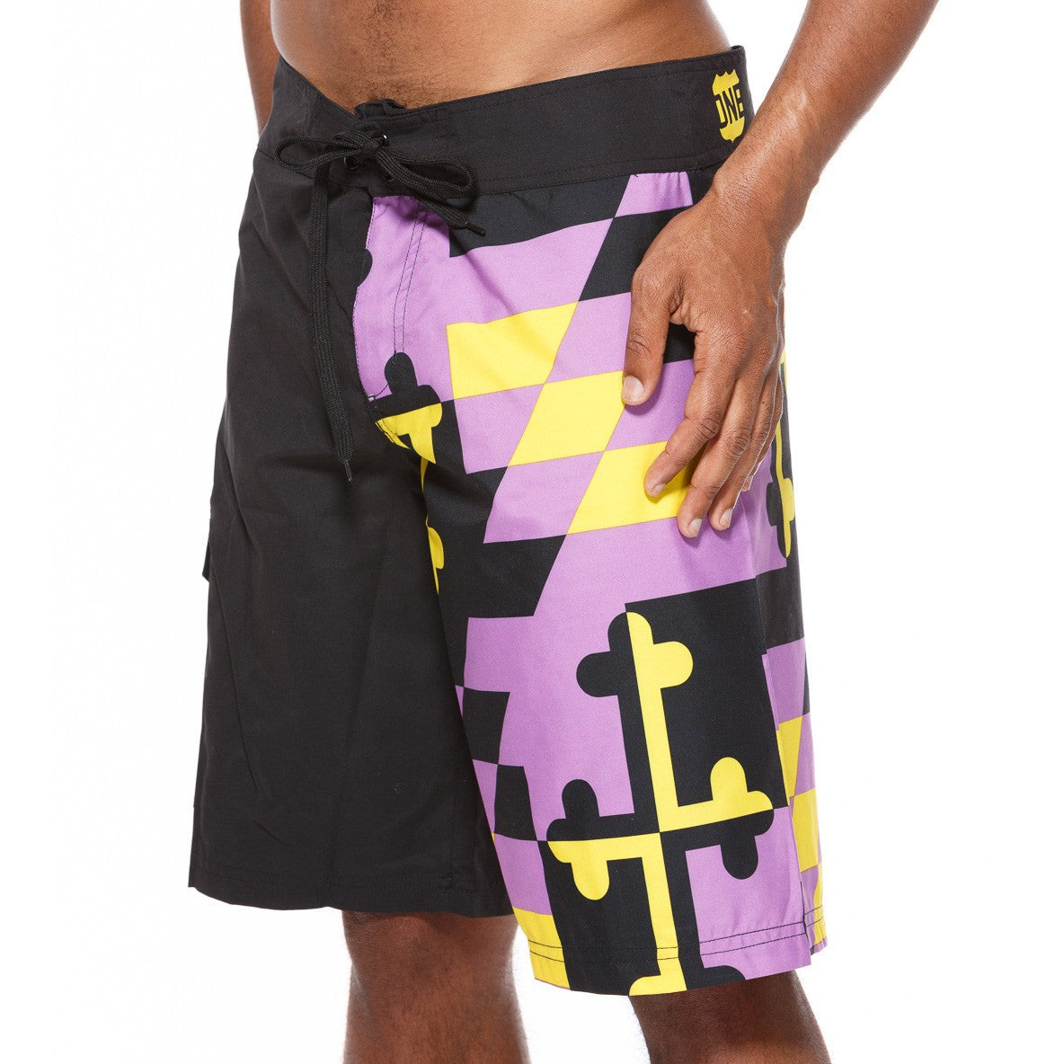 Purple & Gold Maryland Flag / Board Shorts - Route One Apparel