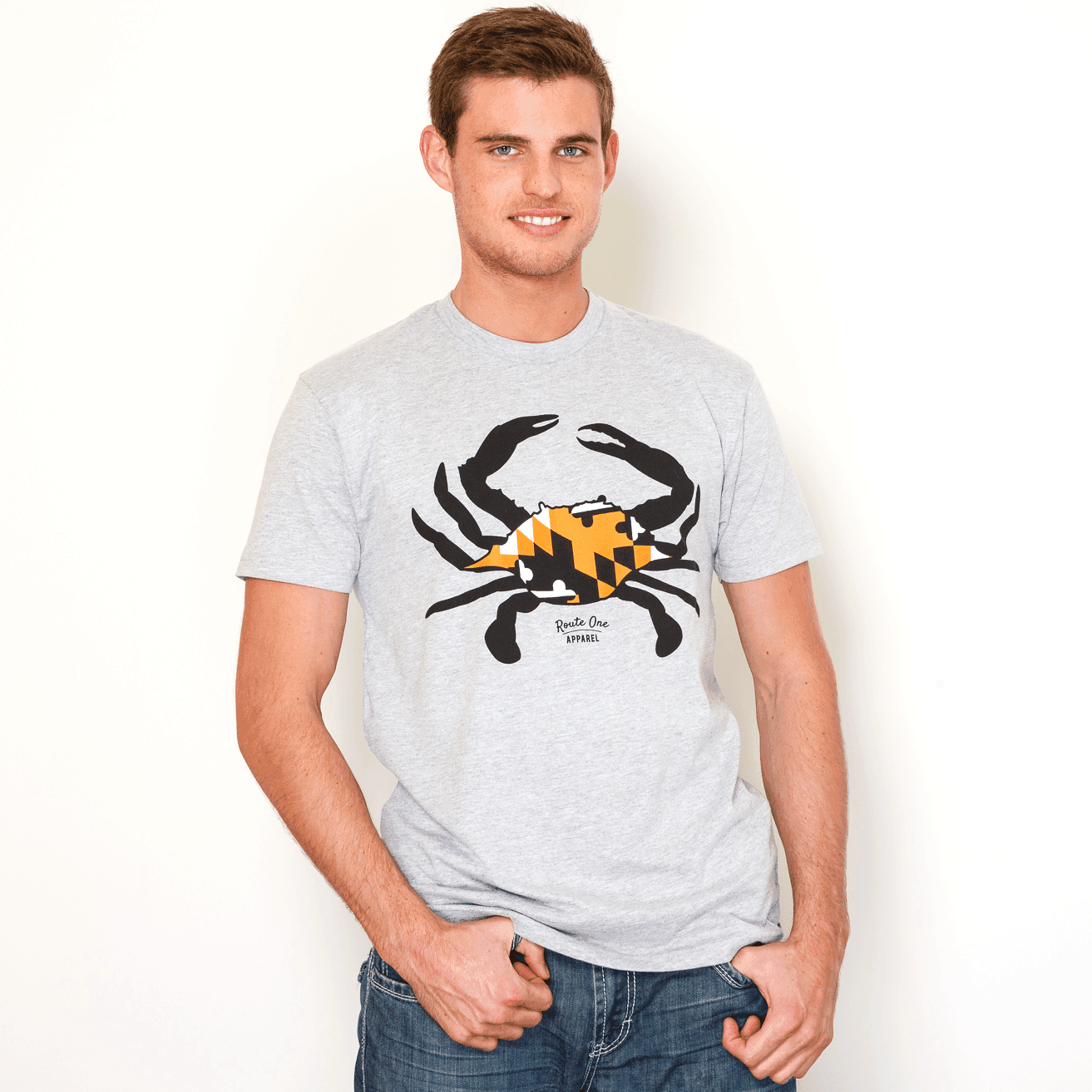 Black & Orange Maryland Crab (Heather Grey) / Shirt - Route One Apparel