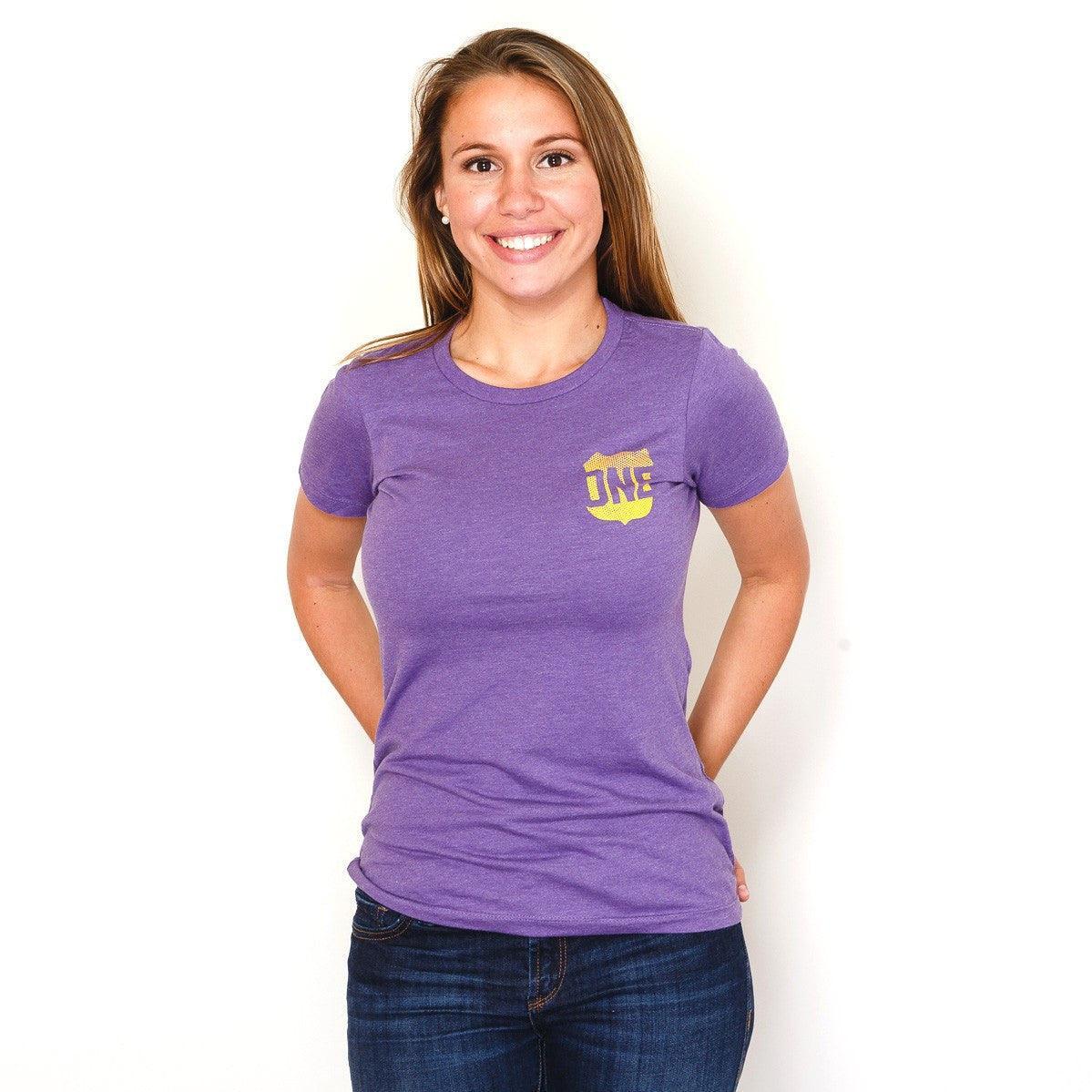 Route One Apparel Purple & Gold Flag & Crab (Purple) / Ladies Shirt - Route One Apparel