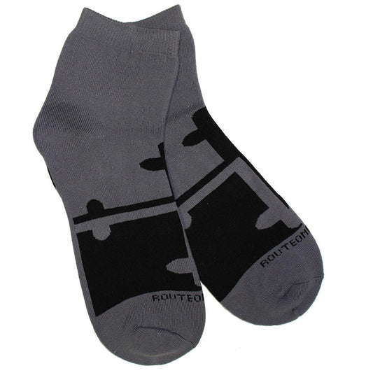 Greyscale Maryland Flag / Ankle Socks - Route One Apparel
