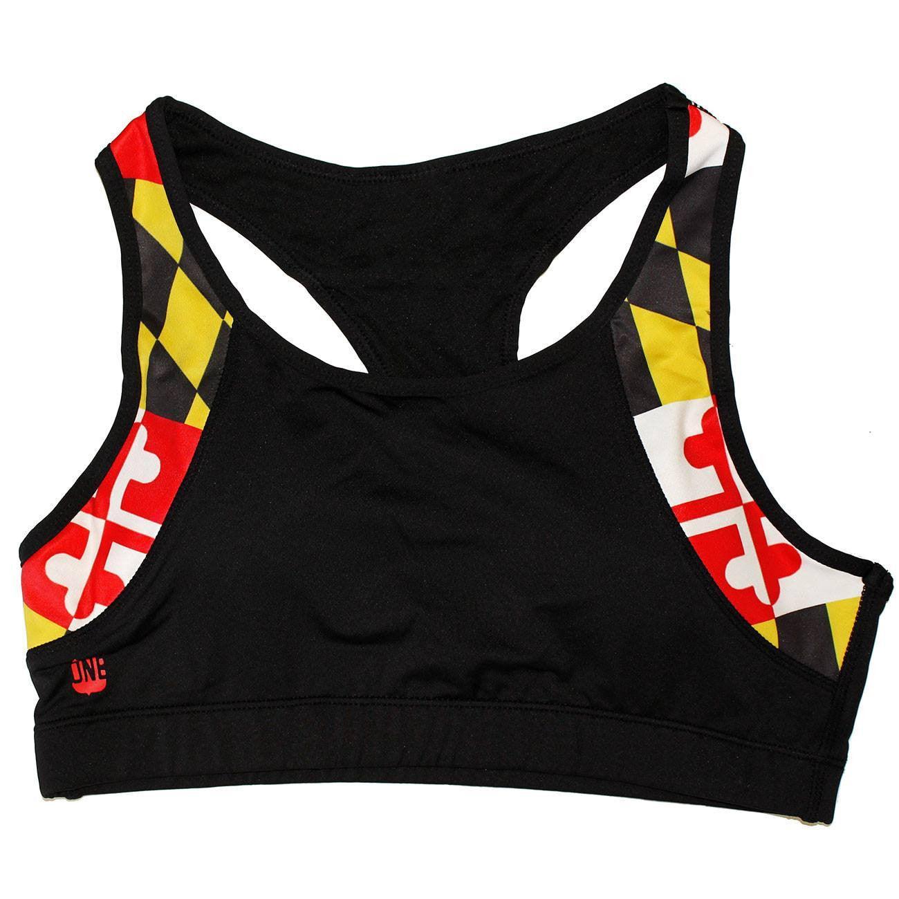 Black Maryland Flag Outline / Sports Bra - Route One Apparel