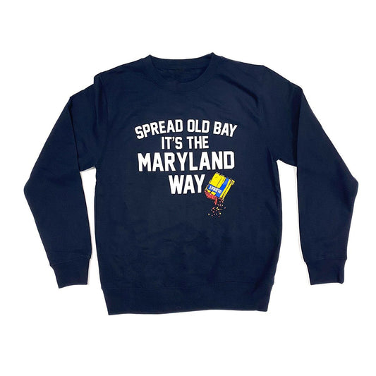 Spread Old Bay, It's The Maryland Way (Heather Sport Navy) / Crew Sweatshirt - Route One Apparel