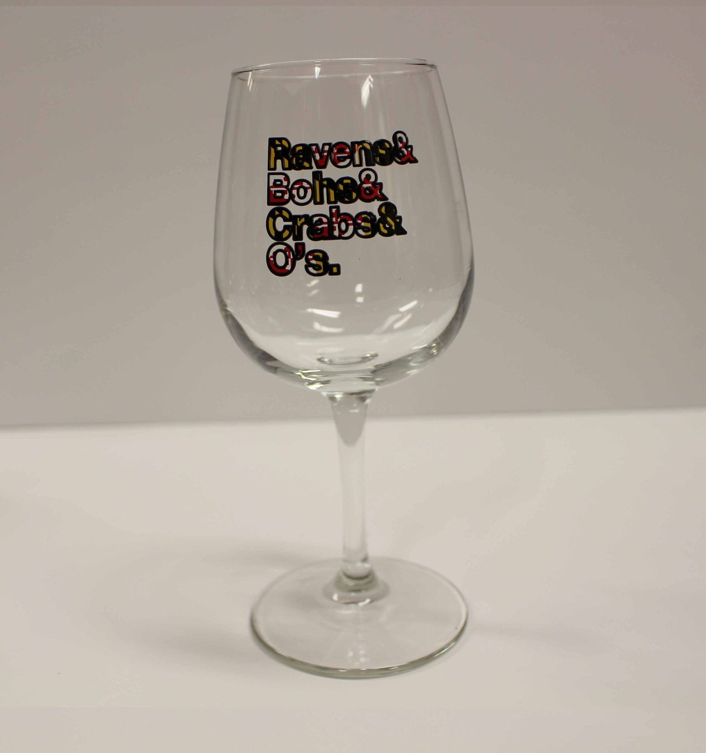 Ravens & Bohs & Crabs & O's Helvetica *With Maryland Flag* / Wine Glass - Route One Apparel