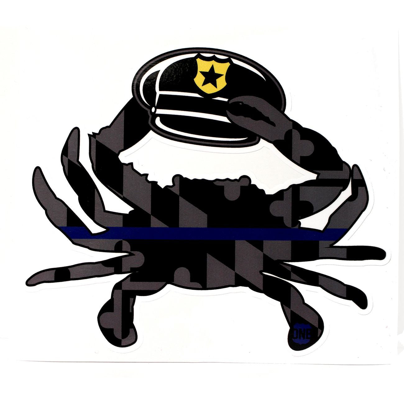 Maryland Blue Line Police Hat Crab / Sticker - Route One Apparel