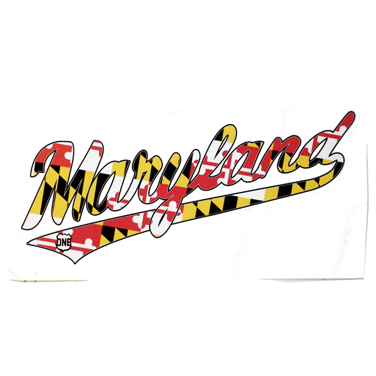 "Maryland" Jersey Script with Maryland Flag / Sticker - Route One Apparel