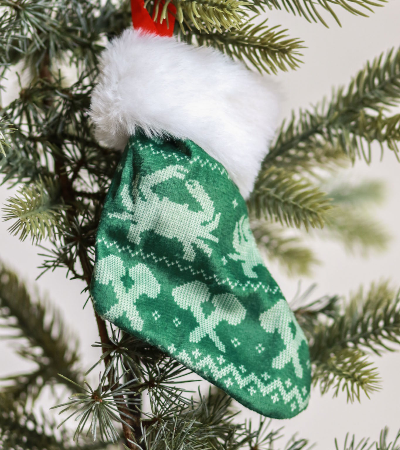 Crab and Mallet Pattern (Green) / Mini Christmas Stocking - Route One Apparel