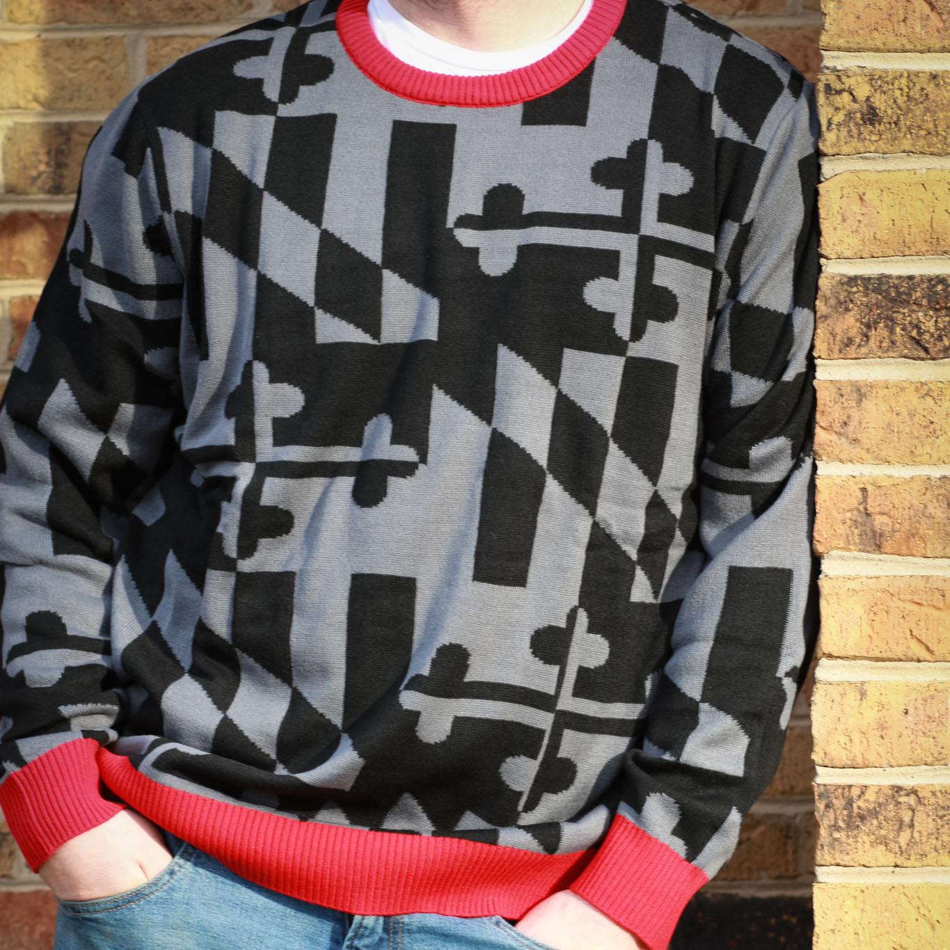 Greyscale Maryland Flag Pattern / Knit Sweater - Route One Apparel