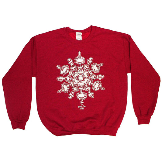 Crab Snowflake (Heather Red) / Crew Sweatshirt - Route One Apparel