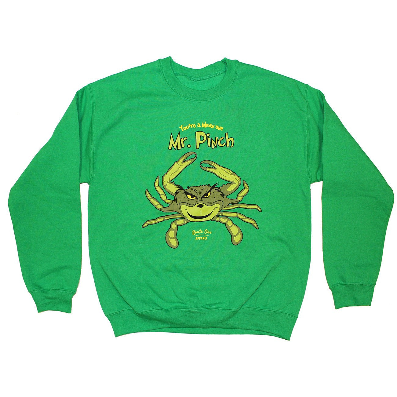 Mr. Pinch (Green) / Crew Sweatshirt - Route One Apparel