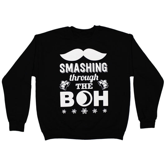 Smashing Through The Boh (Black) / Crew Sweatshirt - Route One Apparel