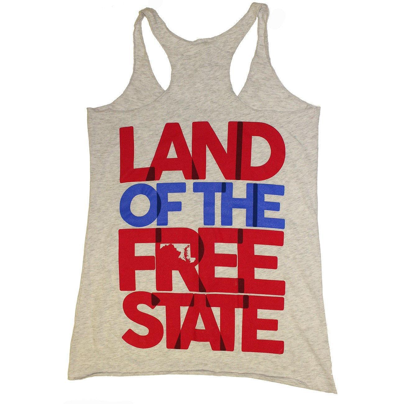 Land of the Free State (Heather Grey) / Ladies Racerback Tank - Route One Apparel