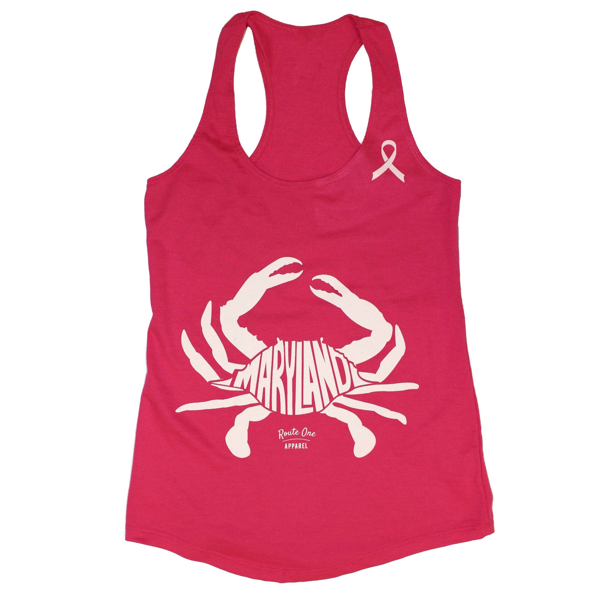 Maryland in Maryland Crab *Pink Edition* (Raspberry) / Ladies Racerback Tank - Route One Apparel