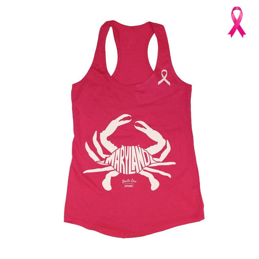 Maryland in Maryland Crab *Pink Edition* (Raspberry) / Ladies Racerback Tank - Route One Apparel