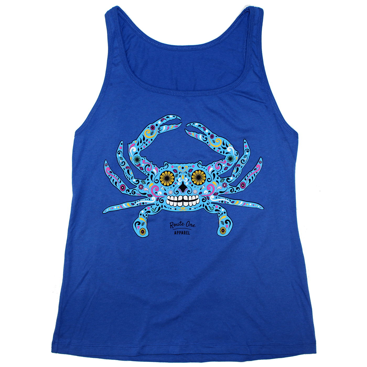 Sugar Skull Crab (Royal Blue) / Ladies Tank - Route One Apparel